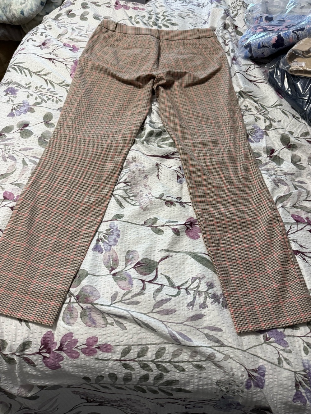 Banana Republic Plaid Dress Pants in Pink and Tan F1
